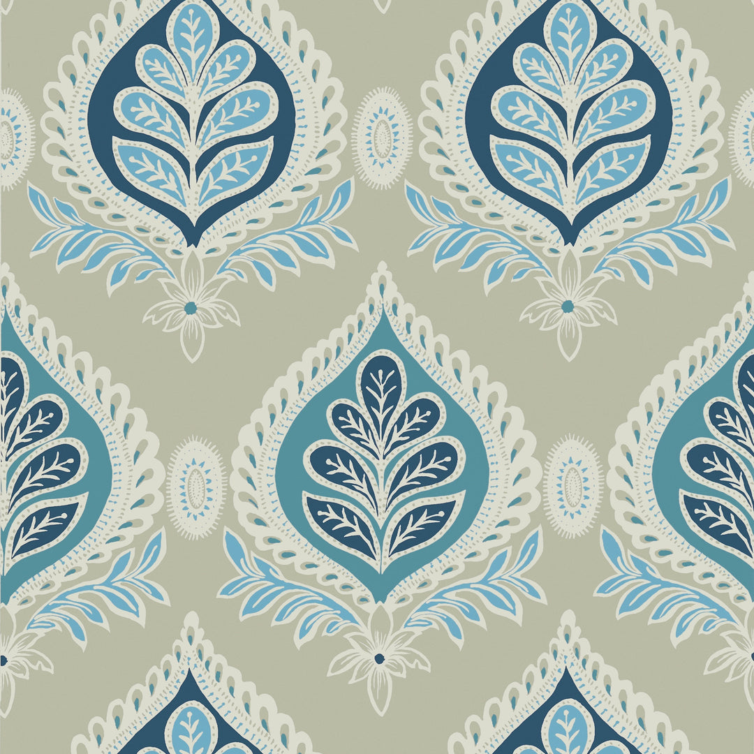 MIDLAND - Aqua and Beige by Thibaut Wallpaper