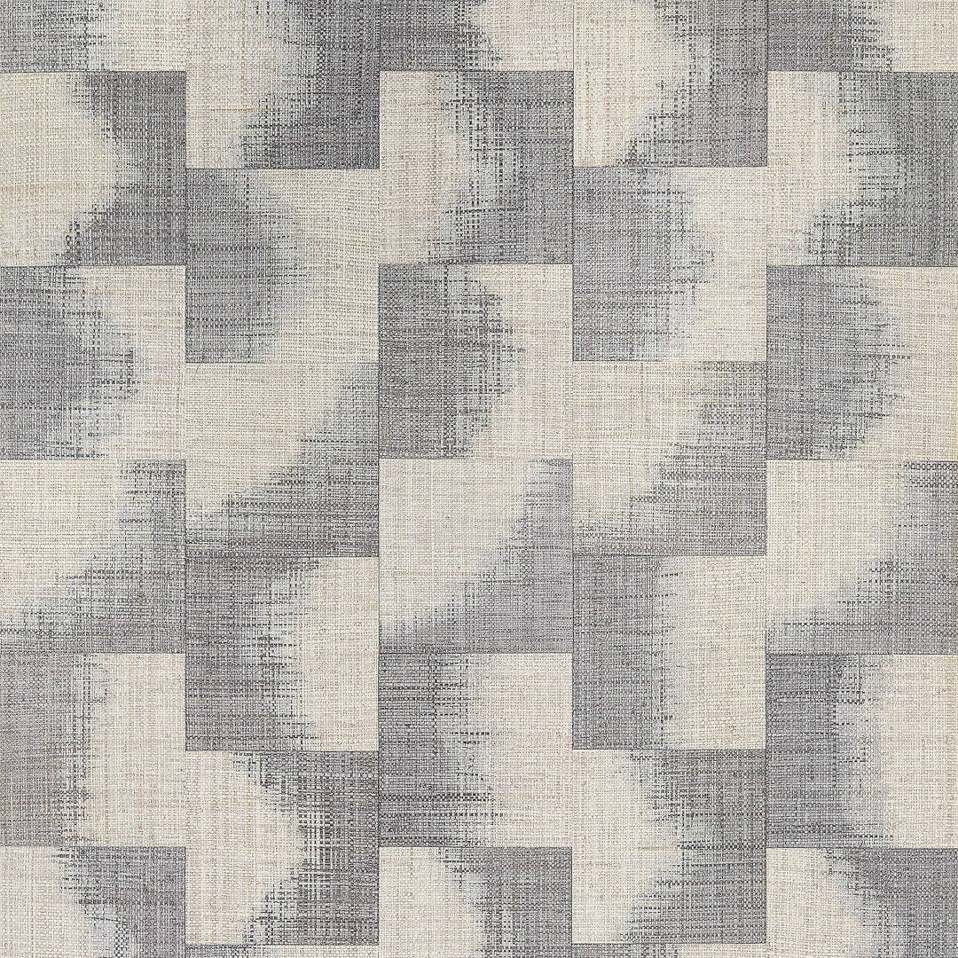 RAFFIA SQUARES - Graphite by Thibaut Wallpaper