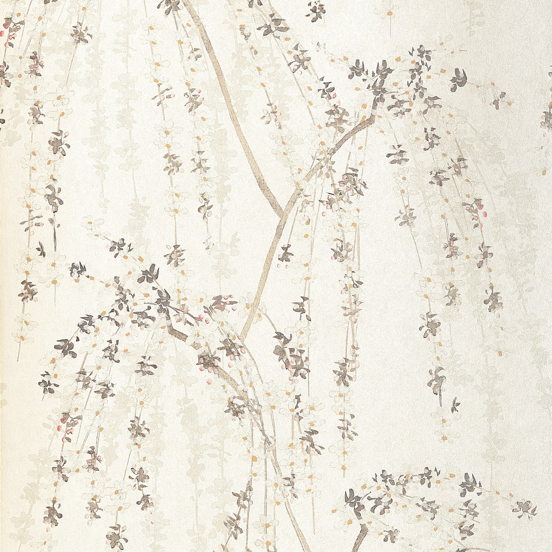 WEEPING BLOSSOM - White by Thibaut Wallpaper