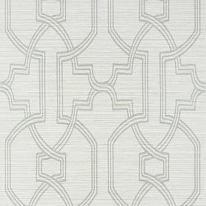 Promenade Grey on Metallic Silver T276 by Thibaut Wallpaper