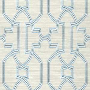 Promenade Cream and Blue T277 by Thibaut Wallpaper