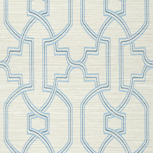 Promenade Cream and Blue T277 by Thibaut Wallpaper