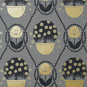 Rene Metallic Gold on Charcoal T2957 by Thibaut Wallpaper