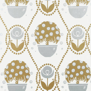 Rene Metallic Gold and Silver T2959 by Thibaut Wallpaper