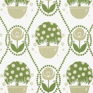 Rene Green and Beige T2960 by Thibaut Wallpaper