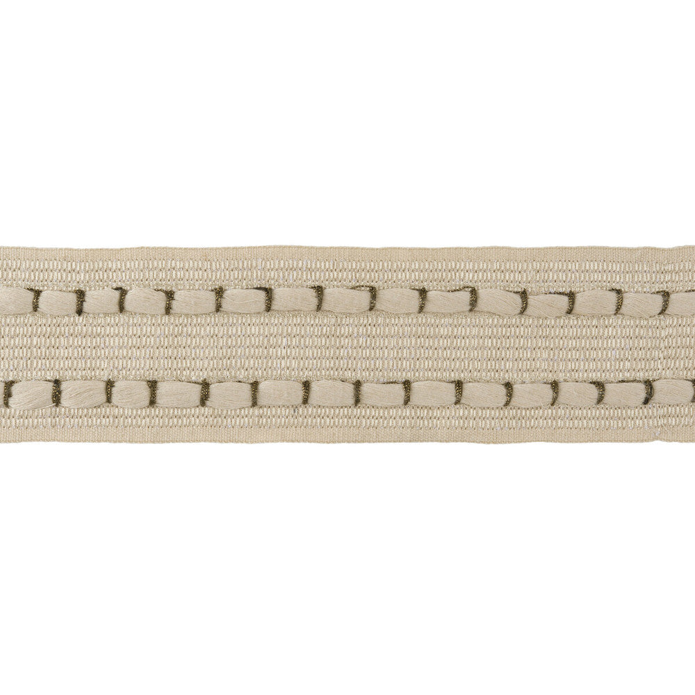 Ramble Tape Oyster by Kravet Design Trim LINHERR HOLLINGSWORTH BOHEME TRIM LINEN - 79%;RAYON - 10%;POLYESTER - 9%;METALLIC - 2% India Horizontal: 1.2 and Vertical: 0.7 2.5 - Fabric Carolina -