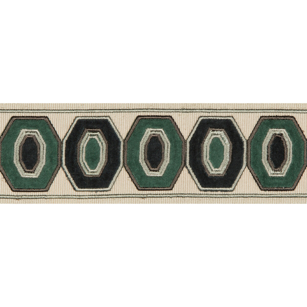 Geodex Teal by Kravet Design Trim BRAIDS BANDS & BORDERS RAYON - 75%;COTTON - 25% India - Horizontal: 3 and Vertical: 12.7 3 - Fabric Carolina -