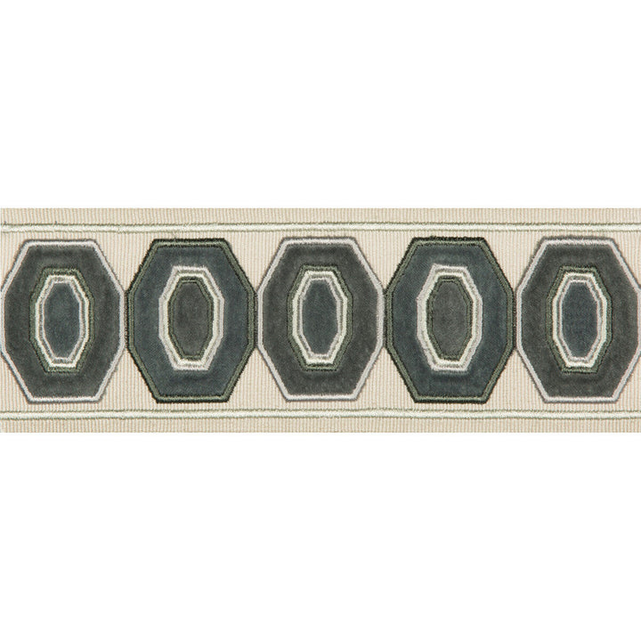 Geodex Steel Grey by Kravet Design Designer Trim BRAIDS BANDS & BORDERS RAYON - 75%;COTTON - 25% India Horizontal: 3 and Vertical: 12.7 3 - Swanky Fabrics -