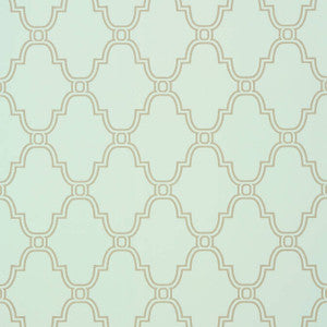 Stanbury Trellis Linen on Aqua T35120 by Thibaut Wallpaper