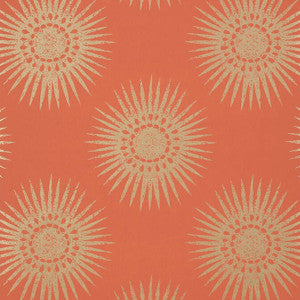 Bahia Metallic Gold on Coral T35146 by Thibaut Wallpaper