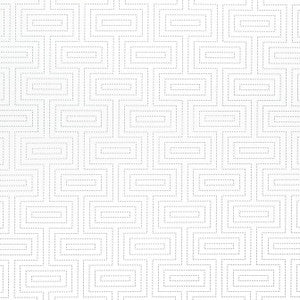 Broadway Metallic Silver on White T35157 by Thibaut Wallpaper