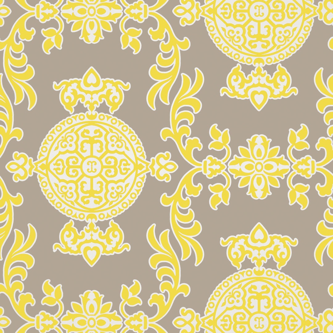 HALIE - Grey and Lemon by Thibaut Wallpaper