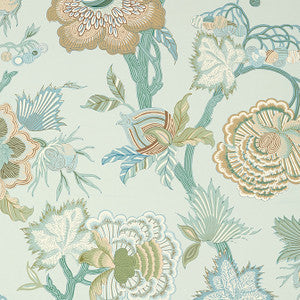 Indienne Jacobean Seaglass and Gold T36417 By Thibaut Wallpaper
