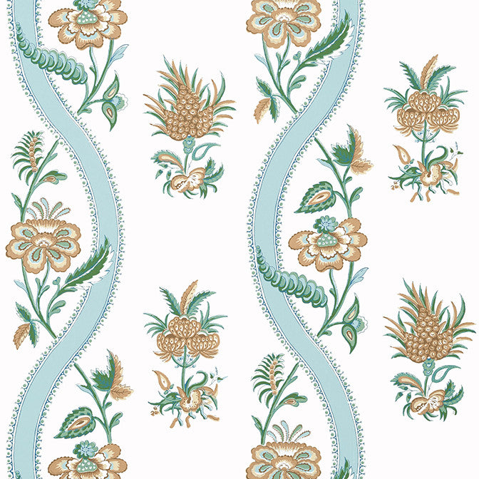 Ribbon Floral Seaglass and Gold T36422 by Thibaut Wallpaper Thibaut Wallpaper Ribbon Floral Seaglass and Gold T36422Wallpaper Indienne Non Woven Wallpaper UNITED STATES </p><p>Repeat: V: 25.25 27 - Fabric Carolina -