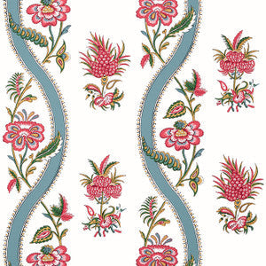 Ribbon Floral Raspberry and Teal T36426 by Thibaut Wallpaper