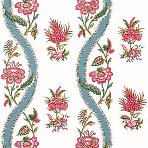 Ribbon Floral Raspberry and Teal T36426 by Thibaut Wallpaper