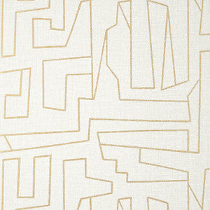 Matrix Metallic Gold on Beige T41029 by Thibaut Wallpaper