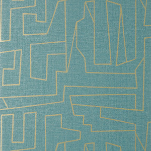 Matrix Metallic Gold and Teal T41032 by Thibaut Wallpaper