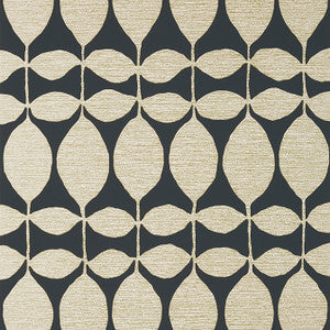 Lola Metallic Gold on Black T41047 by Thibaut Wallpaper