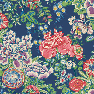 Peony Garden Navy T42015 by Thibaut Wallpaper