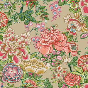 Peony Garden Beige T42019 by Thibaut Wallpaper