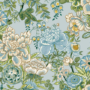 Peony Garden Spa Blue T42020 by Thibaut Wallpaper