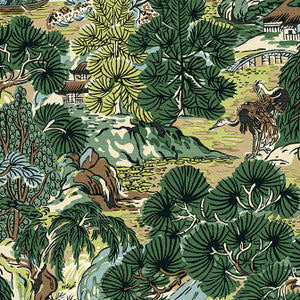 Pagoda Trees Brown and Green T42025 by Thibaut Wallpaper