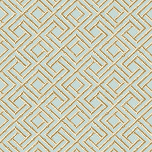French Lattice Blue and Beige T42046 by Thibaut Wallpaper