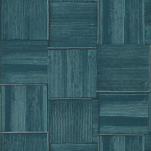 Hayworth Turquoise and Blue T422 by Thibaut Wallpaper