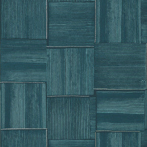 Hayworth Turquoise and Blue T422 By Thibaut Wallpaper