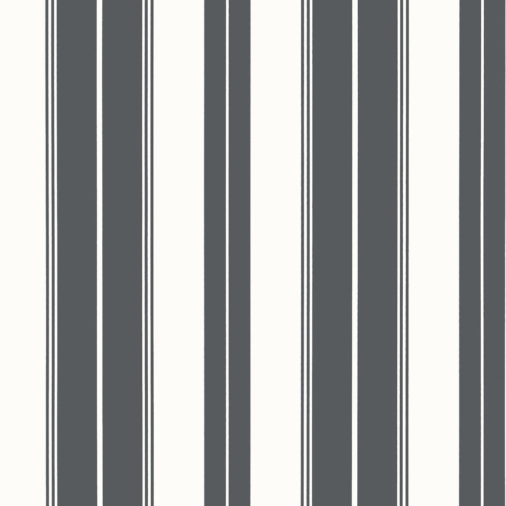 Thibaut Wallpaper Norfolk Stripe Charcoal Black T44050 Wallpaper Non Woven Wallpaper U.S.A </p><p>Repeat: H: , V: 27  in  (68.58  cm) - My Fabric Connection -