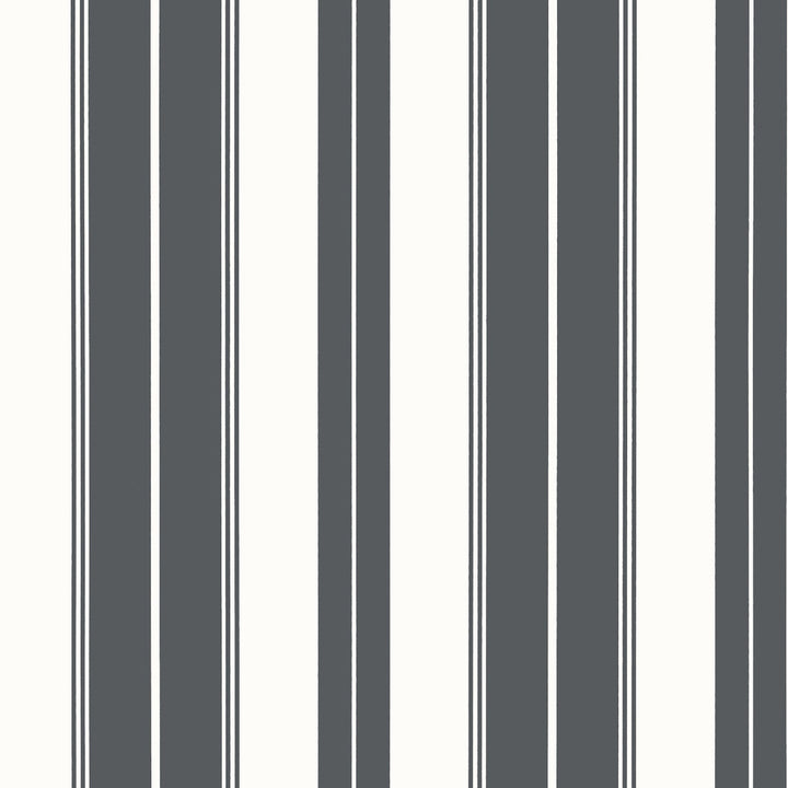 Thibaut Wallpaper Norfolk Stripe Charcoal Black T44050 Wallpaper Non Woven Wallpaper U.S.A </p><p>Repeat: H: , V: 27  in  (68.58  cm) - My Fabric Connection -