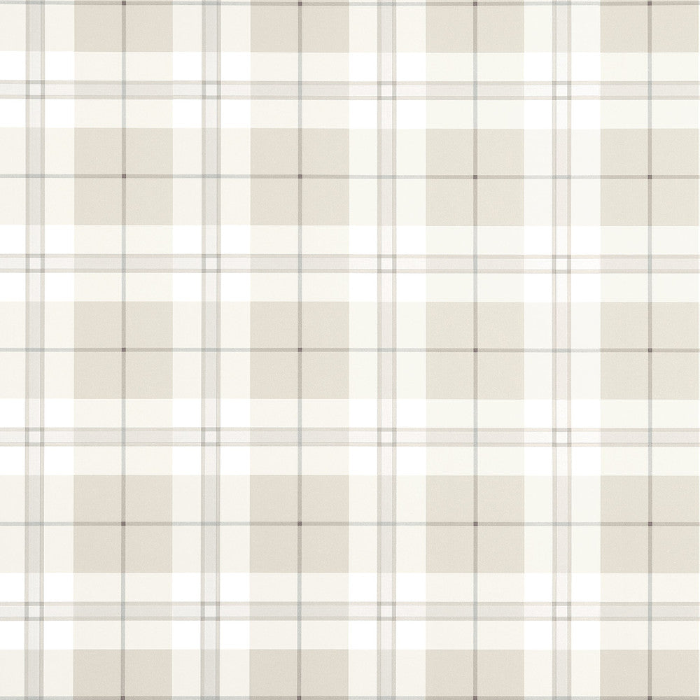 Thibaut Wallpaper Douglas Plaid Light Beige T44072 Wallpaper Non Woven Wallpaper U.S.A </p><p>Repeat: H: , V: 6.75   (17.14  cm) 27  in  (68.58  cm) - My Fabric Connection -