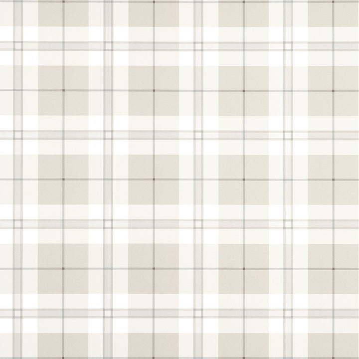 Thibaut Wallpaper Douglas Plaid Light Beige T44072 Wallpaper Non Woven Wallpaper U.S.A </p><p>Repeat: H: , V: 6.75   (17.14  cm) 27  in  (68.58  cm) - My Fabric Connection -