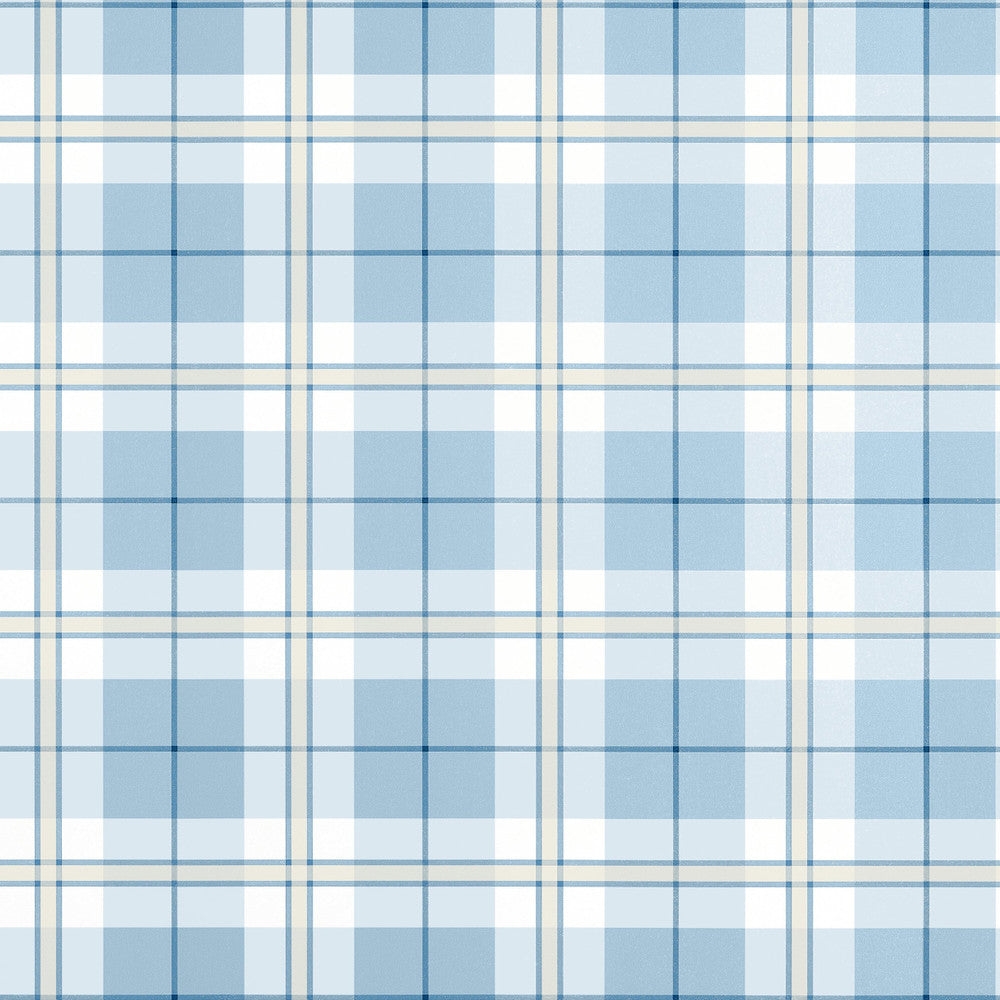 Thibaut Wallpaper Douglas Plaid Light Blue T44075 Wallpaper Non Woven Wallpaper U.S.A </p><p>Repeat: H: , V: 6.75   (17.14  cm) 27  in  (68.58  cm) - My Fabric Connection -