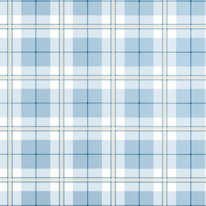 Thibaut Wallpaper Douglas Plaid Light Blue T44075 Wallpaper Non Woven Wallpaper U.S.A </p><p>Repeat: H: , V: 6.75   (17.14  cm) 27  in  (68.58  cm) - My Fabric Connection -