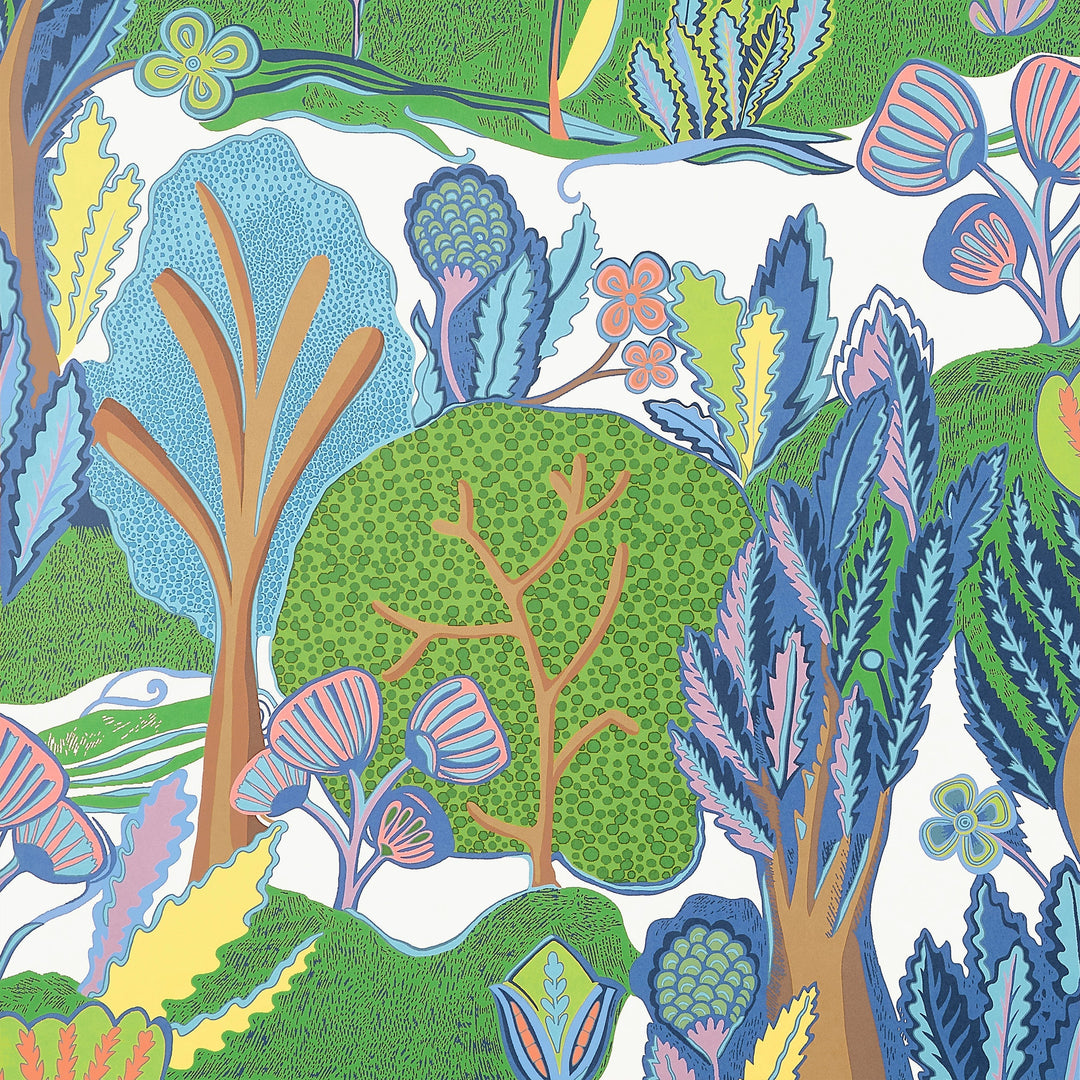 ALBERO - Green and Blue by Thibaut Wallpaper