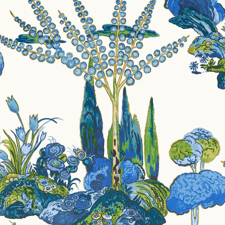 Thibaut Wallpaper Orleans Blue and Green T45028 Wallpaper Non Woven Wallpaper U.S.A </p><p>Repeat: H: , V: 30   (76.20  cm) 27  in  (68.58  cm) - My Fabric Connection -