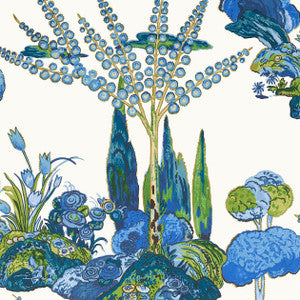 Thibaut Wallpaper Orleans Blue and Green T45028
