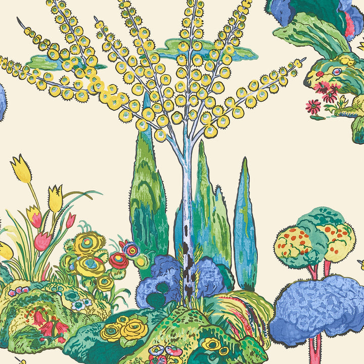 Thibaut Wallpaper Orleans Yellow and Red T45029 Wallpaper Non Woven Wallpaper U.S.A </p><p>Repeat: H: , V: 30   (76.20  cm) 27  in  (68.58  cm) - My Fabric Connection -