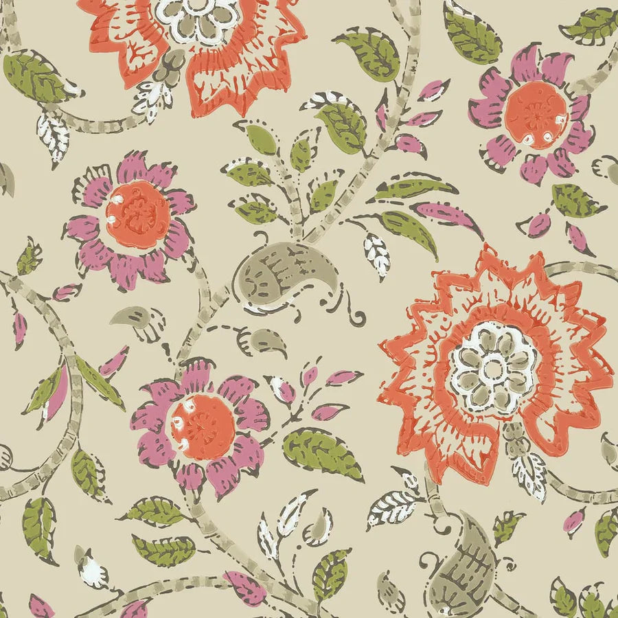 SEVITA - Fuchsia and Coral by Thibaut Wallpaper
