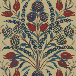 Corneila Red and Teal T72601 by Thibaut Wallpaper