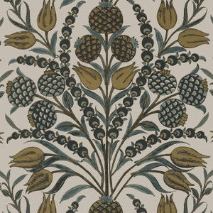 Corneila Grey and Gold T72604 by Thibaut Wallpaper