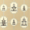 ORIENTAL TOILE - Black on Taupe by Thibaut Wallpaper