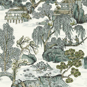 Asian Scenic Grey T75463 by Thibaut Wallpaper