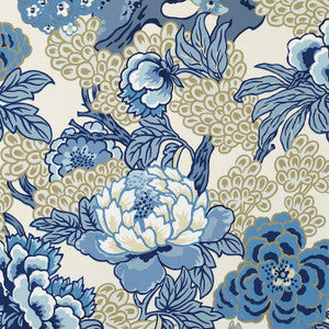 Honshu Blue and Beige T75487 by Thibaut Wallpaper