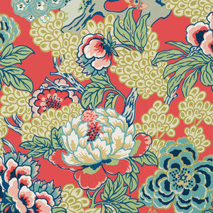 Honshu Coral and Green T75490 by Thibaut Wallpaper