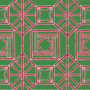 Shoji Panel Green and Pink T75517 by Thibaut Wallpaper