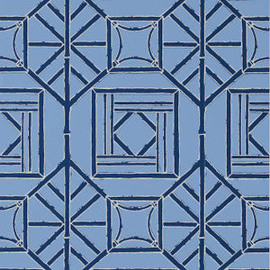 Shoji Panel Blue and Navy T75522 by Thibaut Wallpaper