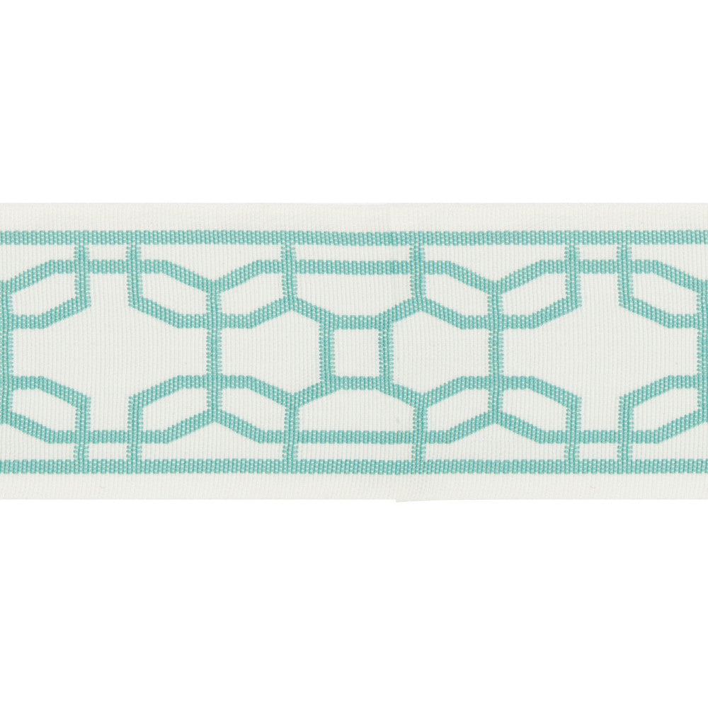 Bayfords Tape Aqua by Brunschwig & Fils Trim Brunschwig & Fils Trim Bayfords Tape AquaTrim EN VACANCES POLYOLEFIN - 100% United Kingdom </p><p>Repeat: H: 0, V: 4.38 2.5 - Fabric Carolina -